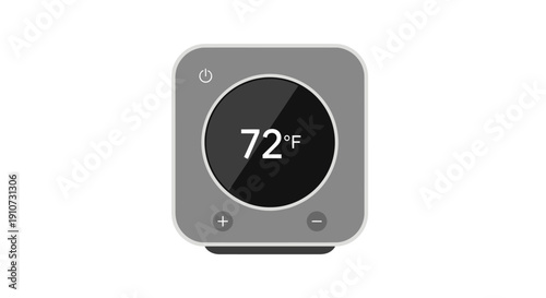 Modern Smart Thermostat Displaying 72 Degrees Fahrenheit.