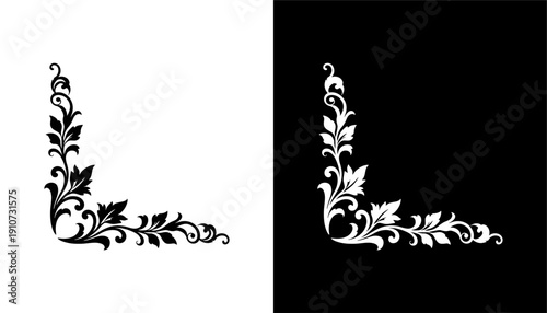 Corner vector icon set. frame floral illustration sign collection. vintage symbol. border logo.