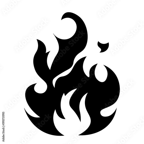  tribal flame silhouette,  fire flame symbol,  silhouette style is popular for tribal-themed tattoos, vehicle decals, or as stencils