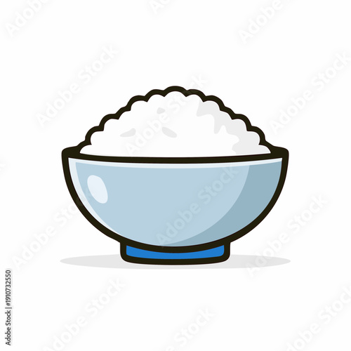 Simple flat vector illustration of a bowl of rice from a straightforward viewpoint