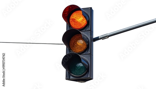 Traffic Light with Amber Signal - A Cautionary Roadside View.