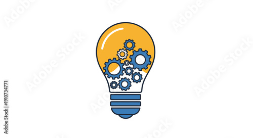 Conceptual light bulb filled with interlocking gears representing innovation and mechanical ideas.