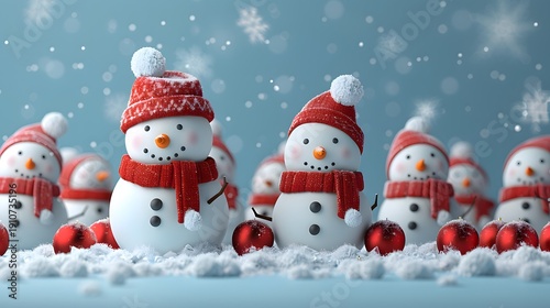 Wallpaper Mural Adorable 3D Animated Snowmen Family in Festive Christmas Winter Wonderland Torontodigital.ca