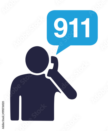 Vector graphic of a person making an emergency 911 call