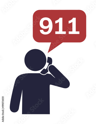 Vector graphic of a person calling 911 on the phone