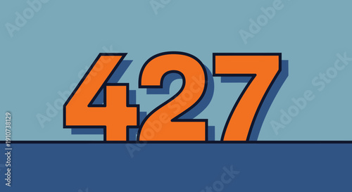A large orange number 427 on a blue background, viewed from directly above, with a digital illustration style.