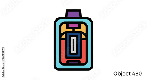A vibrant graphic illustration of an electronic cigarette or vaping device with layered colorful shapes