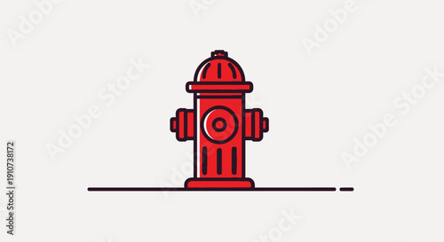 Vector illustration of a red fire hydrant on a white background viewed from the front