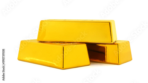 Shiny gold bar isolated on white background. Finance money bank currency saving economy concept