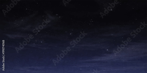 An abstract night sky textured with a dark blue galaxy nebula and bright stars shining through a storm of clouds and smoke under the light of the moon in the deep space universe