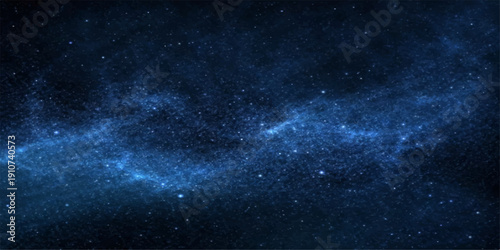 An abstract blue nebula glows within a deep dark cosmos where bright stars and distant galaxies illuminate the vast starry outer universe in this ethereal astronomy illustration