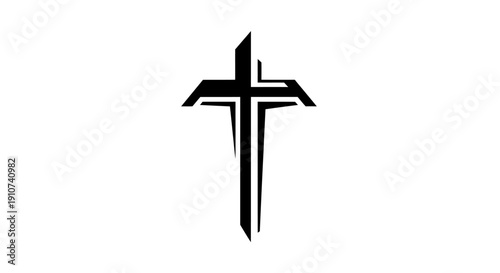 Black Modern Christian Cross Symbol Design.