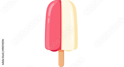 Two-Tone Pink and White Popsicle on a Wooden Stick.
