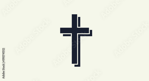 Simple Black Christian Cross Symbol.