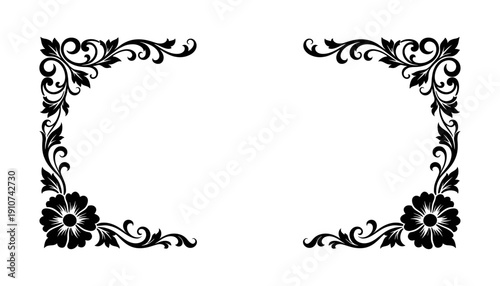 Corner vector icon set. frame floral illustration sign collection. vintage symbol. border logo.