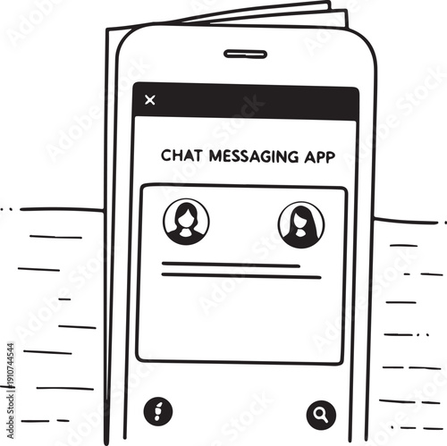 Smartphone displaying chat messaging app interface on abstract background