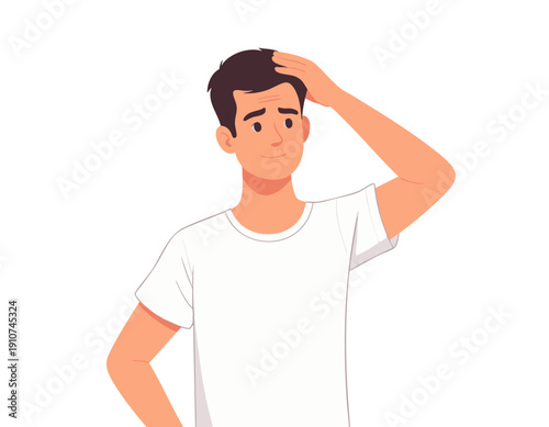 Flat vector illustration of a character showing confused