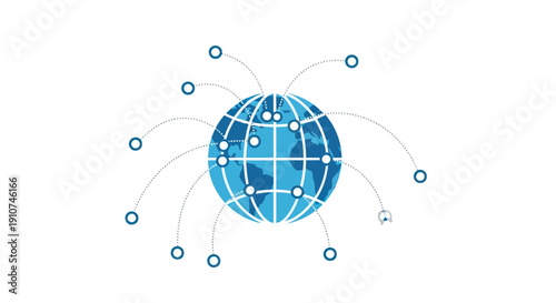 Global Network Connections Represented by a Digital Globe.