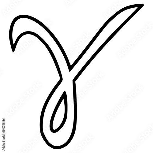 gamma Greek alphabet illustration hand drawn outline vector