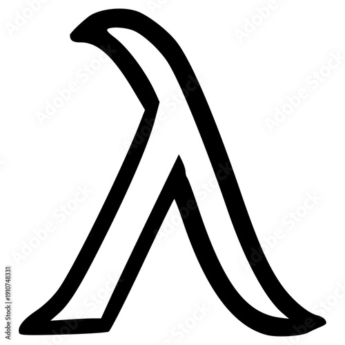 doodle lambda Greek alphabet illustration hand drawn outline vector