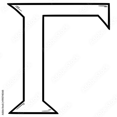 gamma Greek alphabet illustration hand drawn outline vector