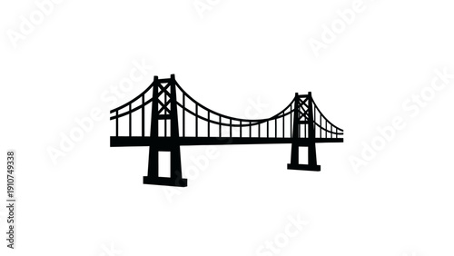 Suspension Bridge Silhouette Graphic Illustration.