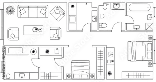 A blurry black and white floor plan image isolated on transparent background