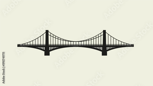 Suspension Bridge Silhouette Graphic Illustration.
