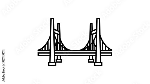 Simple Black and White Bridge Illustration.