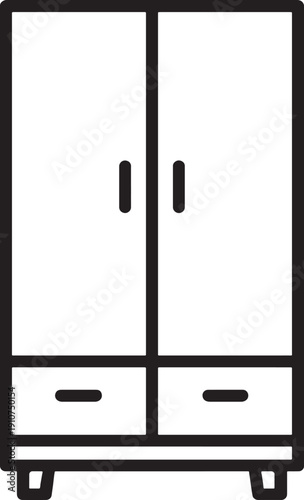 Simple modern wardrobe with two doors and two drawers