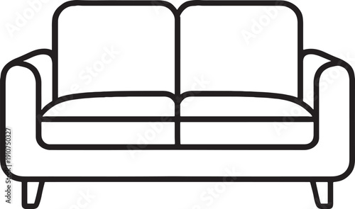 Modern minimalist twoseater sofa with armrests and cushions graphic