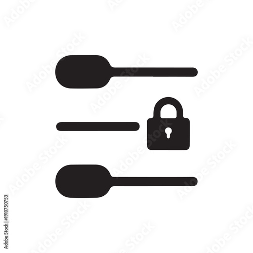 Privacy settings control icon with lock silhouette isolated