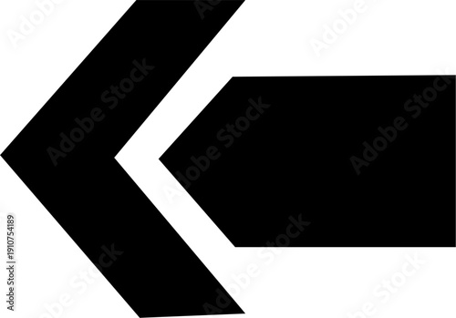Solid Black Single Left Chevron Arrow Vector Icon for Previous or Back Action Button