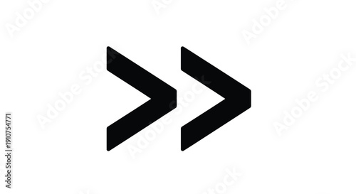 Simple black double fast forward icon graphic illustrating a navigation control element suggesting playback speed advancement or skipping media sections quickly
