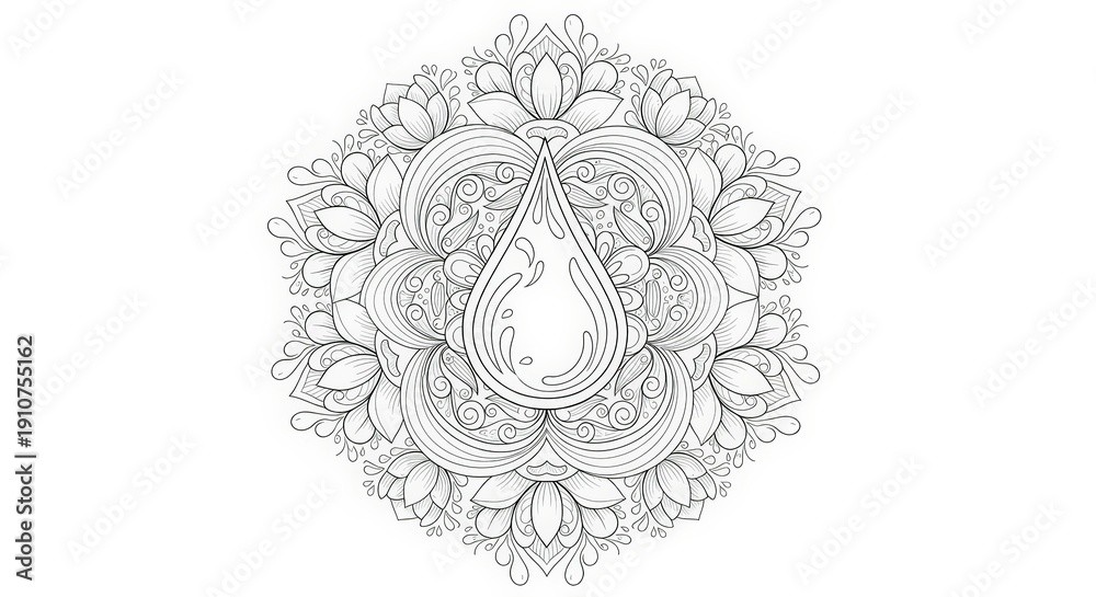 Naklejka premium Intricate Teardrop Floral Mandala Design.