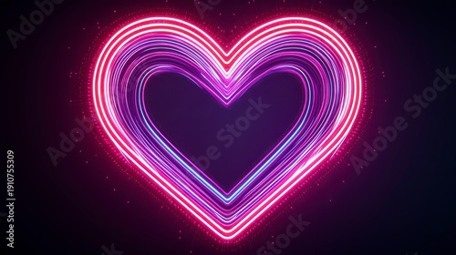 Wallpaper Mural Neon glowing heart shape with vibrant pink, purple, and red light trails on a dark background, symbolizing love and energy. Torontodigital.ca