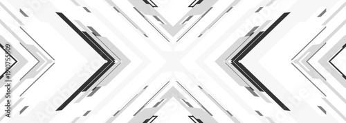 Monochrome angular cross lines converge, abstract background with intersecting chevrons and high contrast geometry minimalist tech aesthetic ideal for corporate identity, UI headers