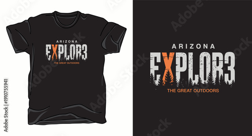 Arizona explore the great outdoors forest mountain t-shirt design for outdoor enthusiasts and hikers