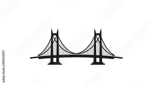 Suspension Bridge Silhouette Illustration Design.