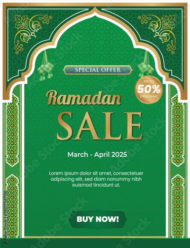 Ramadhan sale banner template background green