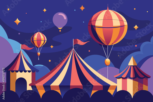 Mystical Carnival In Sky With Hot Air Balloons