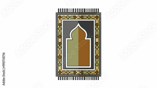 vector illustration of Islamic prayer mat for Ramadan theme, modern design, simple shapes