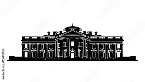 Classic Mansion Building with Dome Roof.