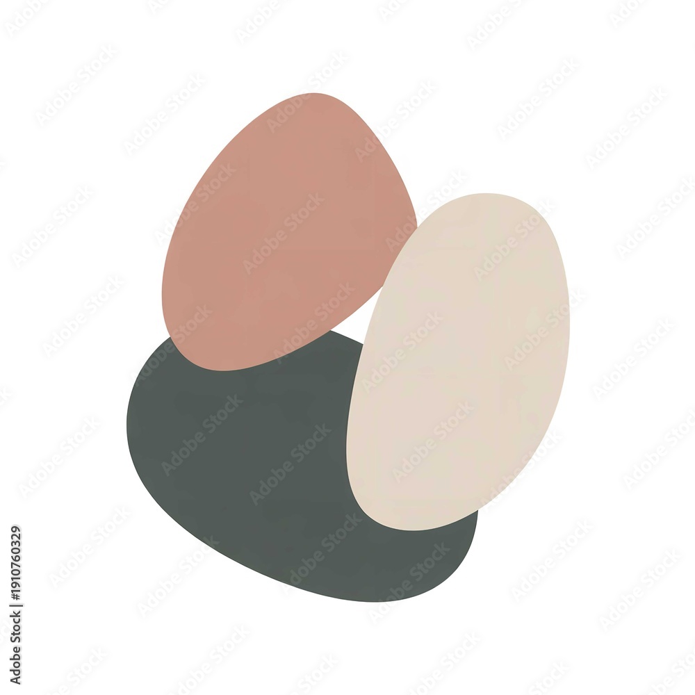 Fototapeta premium Simple abstract design featuring muted colored shapes in a harmonious composition on a clean white background