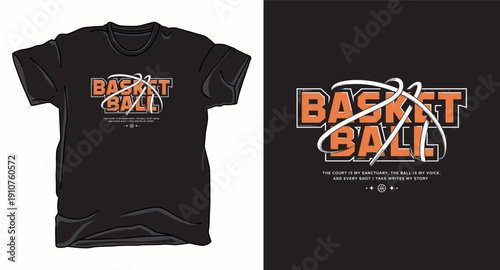 Basketball typography t-shirt design with court is my sanctuary quote for sportswear and athletic apparel