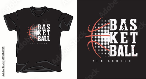 Sports theme basketball the legend graphic tee with player silhouette