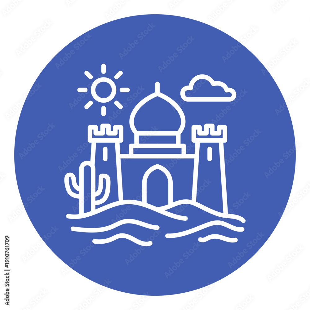 Naklejka premium Desert Temple Vector Icon
