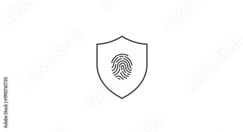 Shield with fingerprint protection symbol.
