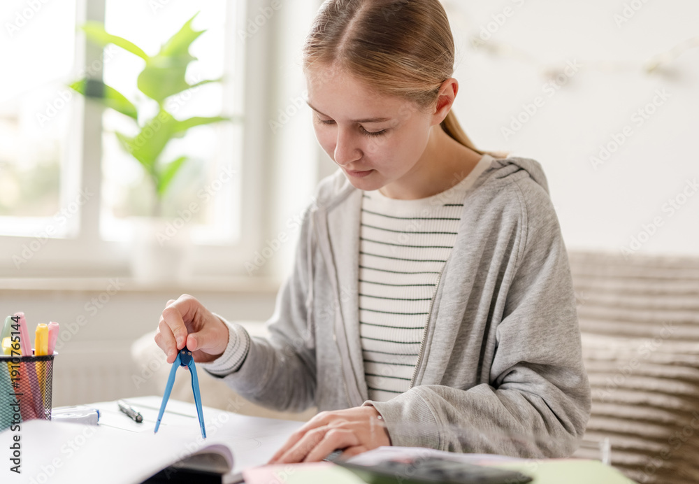 custom made wallpaper toronto digitalGirl Drawing Circle With Compass As Homework At Home