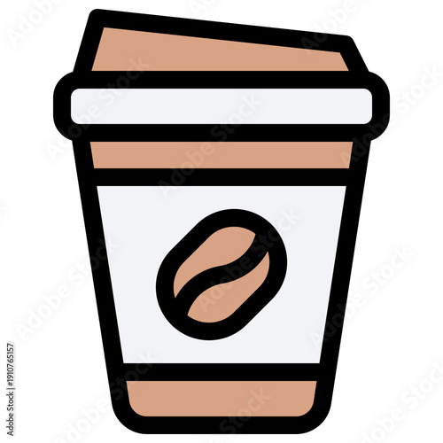 Coffee Cup Vector Icon, User Interface Related Lineal Colour Style Vector Icon.